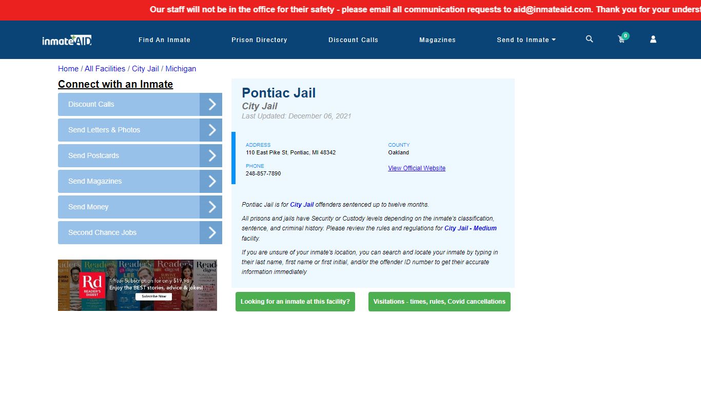 Pontiac Jail | Inmate Locator